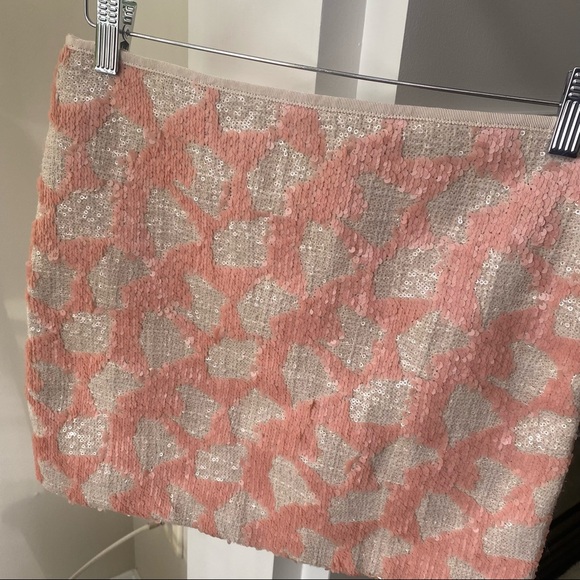 BANANA REPUBLIC Pink Sequin Patterned Mini Skirt - Picture 4 of 12